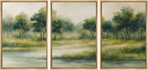 Miniatura 43 de SIGNWIN Lienzo enmarcado para pared, juego de arte tranquilo con reflejo de lago, acuarela, montaña y agua, ilustraciones modernas, arte abstracto