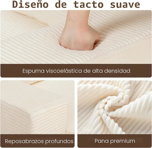Miniatura 5 de cidludto - Sofá cama convertible, 3 en 1, sofá cama plegable, sofá cama de chaise longue y futón de piso, sofá cama con tirador de corduroy con 4