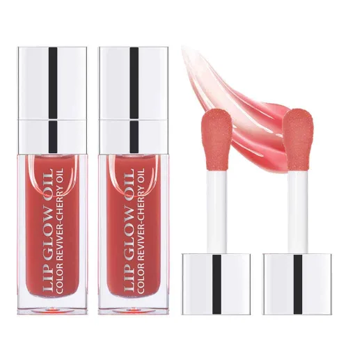 Aceite de brillo labial hidratante Fovcos, aceite de brillo labial hidratante, brillo labial para rellenar los labios, brillo labial transparente, 2