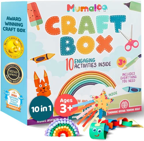 Miniatura 9 de Caja de manualidades de unicornio Mumaloo - 10 divertidas artes y manualidades para niños, sin desorden, educativo, proyectos de arte de sirena, kit