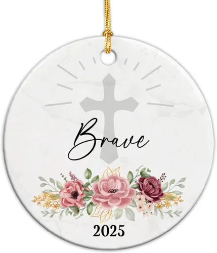 Miniatura 20 de Adorno de cerámica de bautizo bautizado con oso, recuerdo de bautizo personalizado de animales, adorno de bautismo personalizado de Dios bendiga