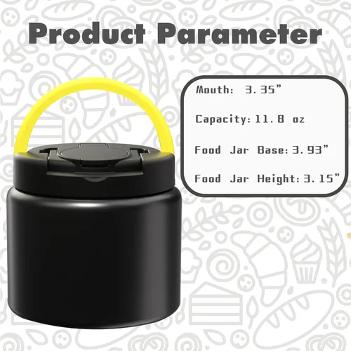Miniatura 3 de Termo de 11.8 oz para Alimentos Calientes, Termo para Sopa de Acero Inoxidable, Contenedor de Comida Caliente con Cuchara Plegable, Tapa Abatible
