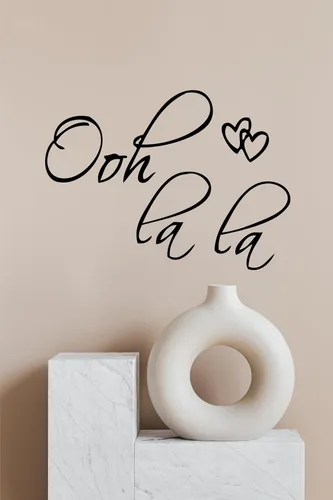 Miniatura 2 de Picniva Calcomanía de pared negra de 22 x 14 pulgadas Ooh La La Paris France - Adhesivo de vinilo con frase de amor francés con corazones para sala