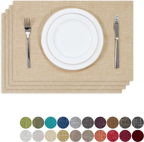 Miniatura 23 de Kevin Textile - Juego de 4 manteles individuales resistentes al calor, lavables, para fiestas, bufé, cenas, 13 x 19 pulgadas, color negro