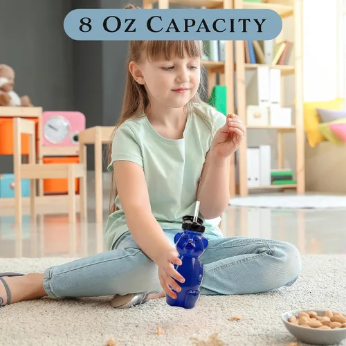 Miniatura 7 de Honey Bear - Vasos de paja (paquete de 3); botellas de terapia de 8 onzas con popotes flexibles