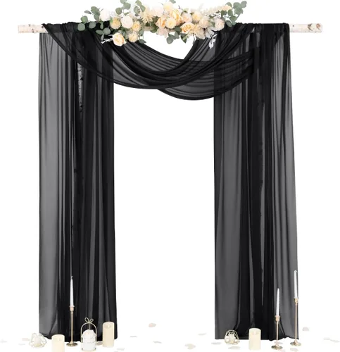Miniatura 8 de Socomi Tela Transparente de Terracota para Decoración de Bodas Otoñales, Tela de Drapeado 29" x 20 Pies, 1 Panel, Cortina para Arco Exterior