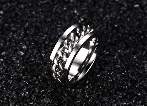 Miniatura 8 de MMTTAO Anillos giratorios para hombre y mujer, anillo de rotación de cadena para hombres y mujeres, 0.315 in de acero inoxidable, anillo entrelazado
