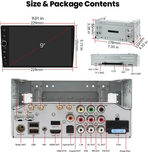 Miniatura 6 de JOYING Radio doble DIN estéreo de 9 pulgadas para automóvil con Apple Carplay y Android auto, Android 13 Unidad principal 4GB+64GB con enlace