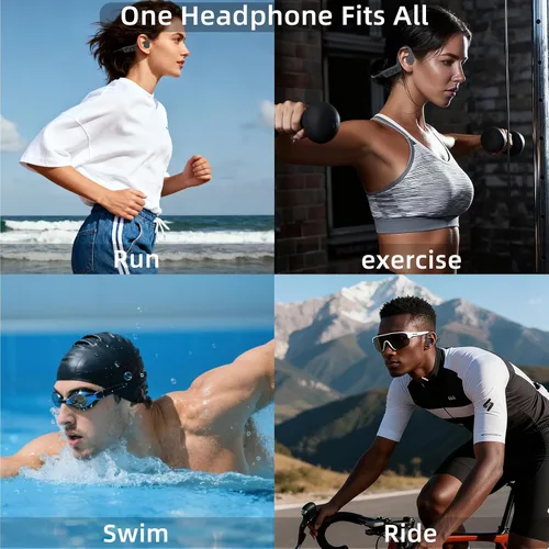 Miniatura 7 de Auriculares de natación de conducción ósea: auriculares impermeables IPX8 con 32 GB de almacenamiento y Bluetooth 5.4, 8 horas de reproducción