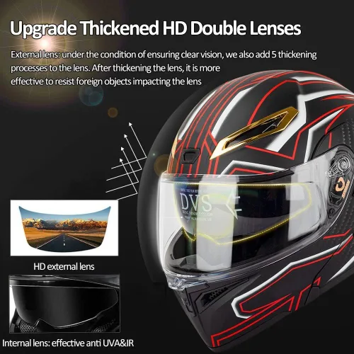 Miniatura 3 de Casco modular Bluetooth para motocicleta, aprobado por DOT/ECE, cascos delanteros abatibles, viseras antivaho duales, casco de cara completa, MP3