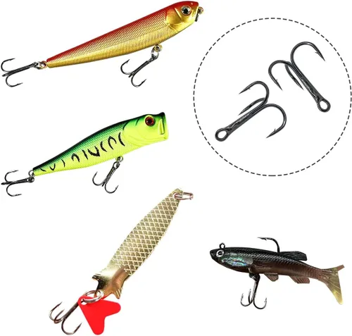 Miniatura 7 de Kit de ganchos agudos de pesca rojos, ganchos de acero de alto carbono, curvados redondos fuertes y afilados para señuelos, cebos de agua salada