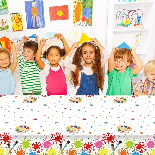 Miniatura 7 de gisgfim 3 piezas de decoración de fiesta artística para fiestas, mantel de pintura artística, suministros de decoración de fiestas de arte