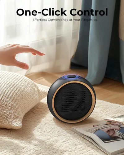 Miniatura 7 de Calentador de espacio para uso en interiores, calentador eléctrico portátil con calentamiento rápido 2S y cerámica PTC, protección contra