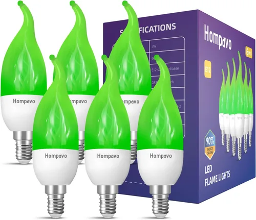 Miniatura 12 de Hompavo - Decoraciones de Navidad,【Actualizado】 Bombillas LED de llama, bombillas con 3 modos de luz parpadeante, bombilla de vela de llama con base