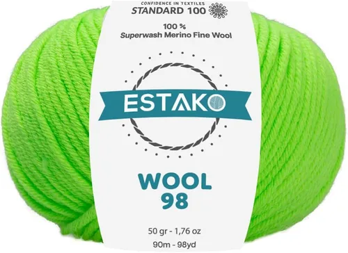 Miniatura 16 de Estako Lana 98 100% Lana Merina Superwash Lana Media Lana Lana Suave Tejido y Crochet Hilo 1.76 oz (50gr) 98 yds (295.3 ft) (6147 - Off White)