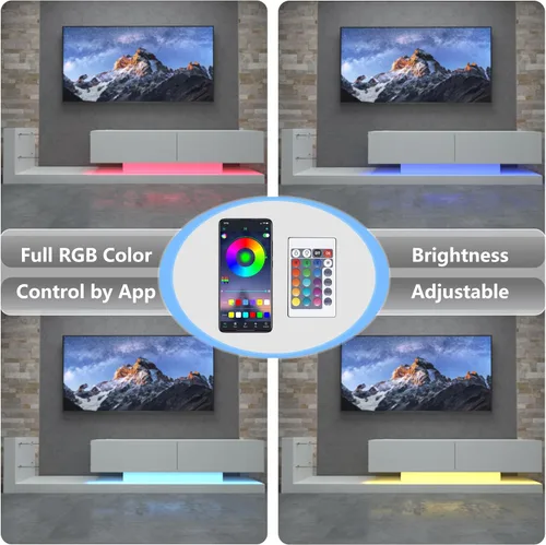 Miniatura 4 de Consola de TV con gabinetes de almacenamiento, color RGB completo, 31 modos de cambio, luces cambiantes, soporte de TV LED RGB, moderno centro
