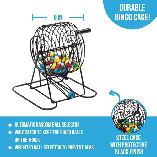 Miniatura 5 de Juego de bingo Deluxe de Regal Games con bombo, tabla, bolas, 18 tarjetas y fichas Juego de 18 tarjetas