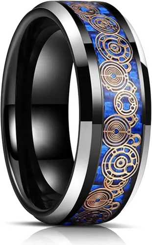Anillo de carburo de tungsteno para hombre de 0.315 in (0.315 in), anillo de carburo de tungsteno, punk, gótico, motociclista, cóctel, fiesta,