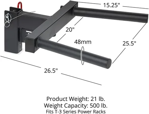 Miniatura 2 de Titan Fitness Barra de inmersión en Y para bastidores de potencia serie T-3, accesorio de inmersión montado en rack, capacidad de 500 libras