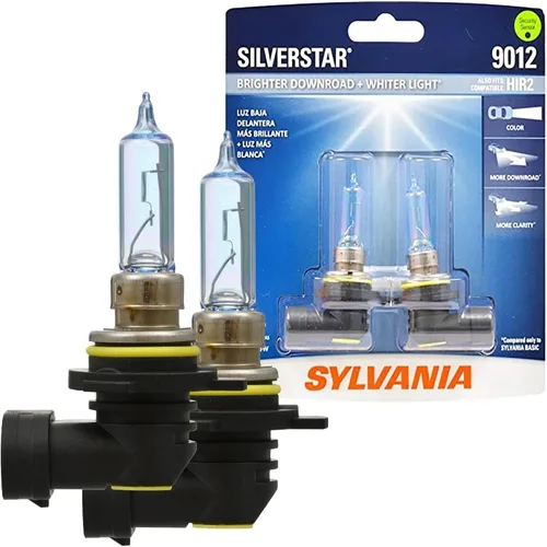 SYLVANIA - 9012 SilverStar - Bombilla halógena de alto rendimiento para faros delanteros, luz alta, luz baja y antiniebla, más brillante en