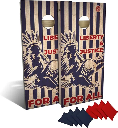 Miniatura 7 de Slick Woody's Tablas de Cornhole de grado profesional – Juego patriótico de lanzamiento de madera maciza de grano de madera maciza de 4 x 2 pies