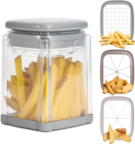 Badelite Cortador de papas fritas 3 en 1, picador de cebolla y patata, multifunción, cortador de huevos y manzanas, cortador de verduras de cocina