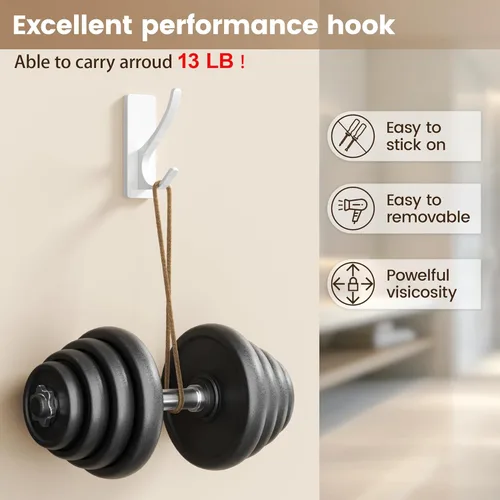 Miniatura 2 de Ganchos autoadhesivos para toallas: extra fuertes 13LB, gancho de acero inoxidable para colgar esponjas, toallas, abrigos, batas de baño, ducha
