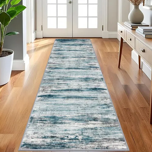 Miniatura 47 de KOZYFLY – Alfombra de pasillo moderna y lavable de diseño abstracto verde, 2 x 5 pies, antideslizante, suave y de pelo corto, ideal para cocina