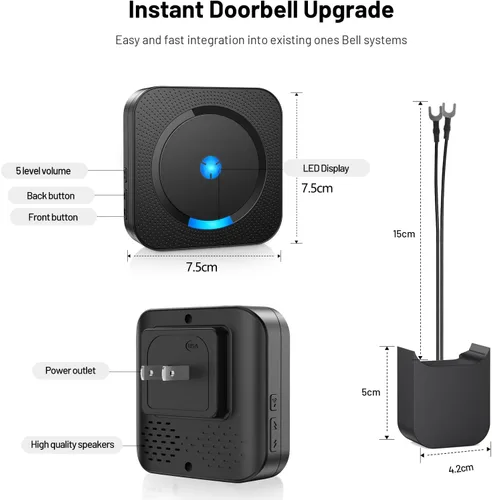 Miniatura 7 de Extensor de timbre de puerta inalámbrico para Blink - Compatible con Blink Doorbell (Gen 1), 1 extensor de timbre de video y 2 receptores