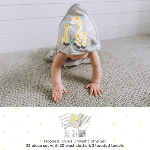 Miniatura 2 de Spasilk Baby - Juego de toallas con capucha y paños de baño para niñas y niños recién nacidos (23 unidades)