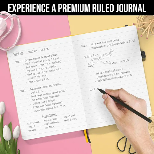 Miniatura 2 de Cuaderno rayado para escribir, 200 páginas, papel grueso de 4.23 oz/m² con notas adhesivas, lazo para bolígrafo, banda elástica, tapa dura de cuero