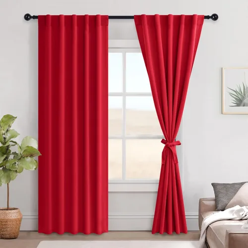 Miniatura 116 de Hiasan Cortinas opacas negras para dormitorio, cortinas opacas cortas de 45 pulgadas de largo, con aislamiento térmico, bolsillo para barra