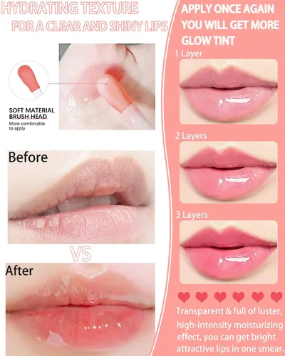 Miniatura 5 de Aceite de labios que brilla intensamente, brillo hidratante para labios, aceite labial Glow Reviver, tinte de aceite hidratante de larga duración