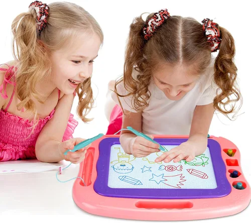 Miniatura 7 de Wellchild Tablero magnético de dibujo, juguetes para niñas y niños de 3 años, tablero magnético de garabatos para niños, almohadilla de dibujo