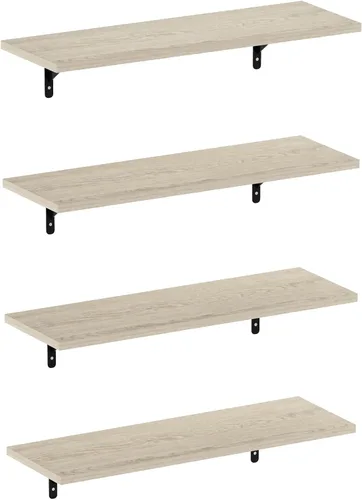 Miniatura 18 de Furinno Rossi - Estantería flotante de pared entrelazada, 4 unidades, color espresso