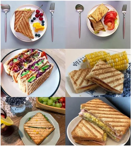 Miniatura 3 de Butty Maker, doble cara rectangular forma butty pan con asa, multifuncional antiadherente a la parrilla panini maker, para cocina y hogar, 13 4 x 7