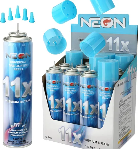 Miniatura 9 de NEON Recambio de combustible de butano, 11 veces ultrarefinado, líquido de encendedor premium de 300ml (10.1 fl oz) con boquilla de metal y 5