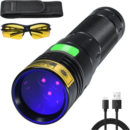 Miniatura 9 de DARKBEAM Linterna UV de 365 nm LED de luz negra, linternas ultravioleta, potente lámpara recargable USB -C Woods, resistente al agua enfocable