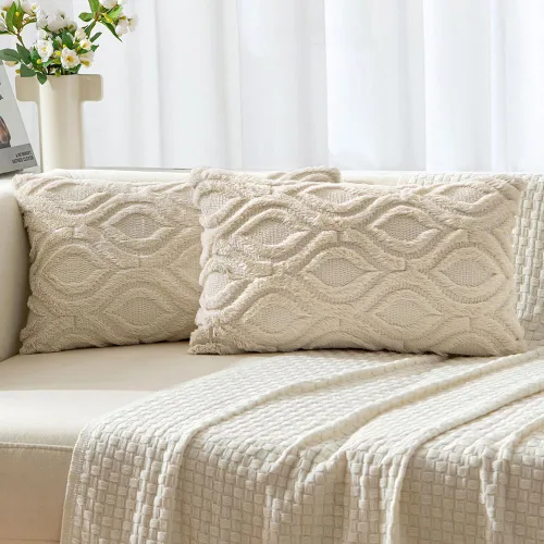 Miniatura 43 de MIULEE - Juego de 2 fundas de almohada de lana sintética suave y afelpada, fundas decorativas de estilo bohemio para sofá, sala de estar, cama, 18 x
