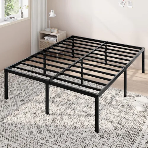 Miniatura 11 de Allewie Base de cama individual, camas de plataforma de metal de 18 pulgadas con espacio de almacenamiento, no necesita somier y fácil montaje, Negro