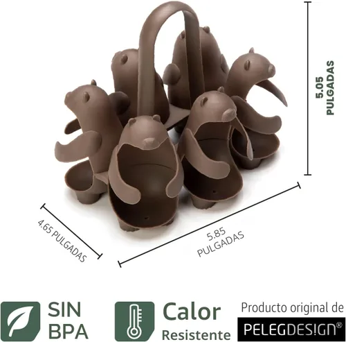 Miniatura 6 de Peleg Design - Soporte de huevos 3 en 1 para hervir, guardar y servir, escalfador en forma de oso para preparar huevos duros y blandos, contiene 6