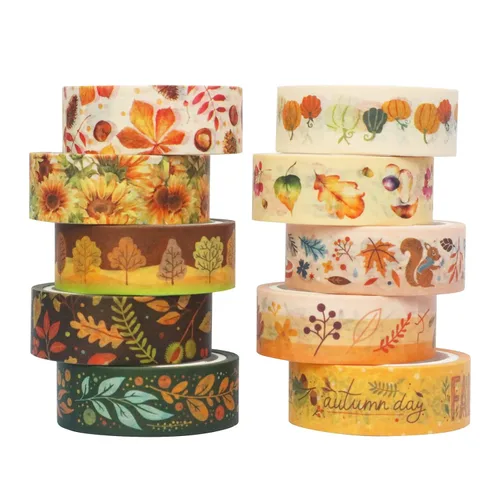 Miniatura 9 de YUBBAEX - Juego de 10 rollos de cinta Washi Four Seasons, cinta adhesiva decorativa de copos de nieve azules (Invierno)