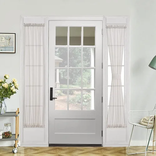 Miniatura 16 de Demetex Cortinas francesas para puerta delantera, juego de 2 paneles de cortina semitraslúcidos de lino para puerta delantera, pequeños