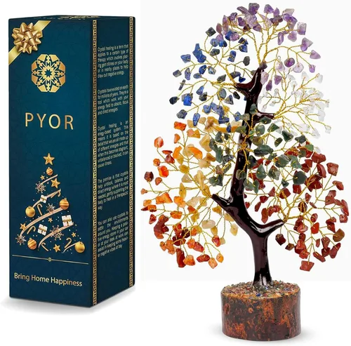 Miniatura 11 de PYOR Árbol de Gemas de Cuarzo Rosa, Árbol de Cristales, Decoración de Reiki, Regalos de Cristal para Mujeres, Cristales de Cuarzo Rosa, Feng Shui