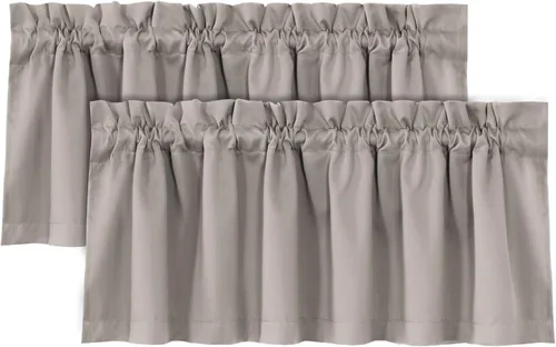 Miniatura 41 de H.VERSAILTEX Cenefas de cortina 100% opacas para ventanas, 2 paneles con aislamiento térmico, bolsillo para barra, pequeña cenefa corta para cocina