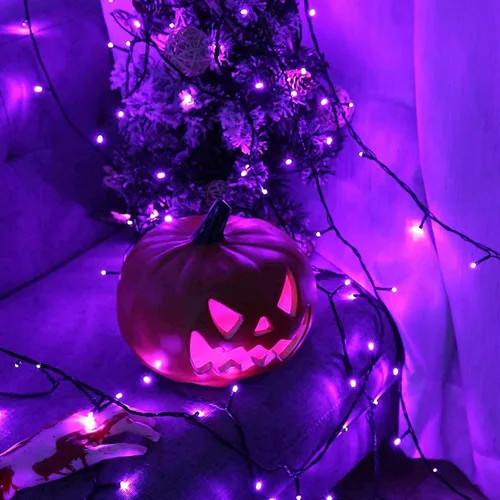 Miniatura 2 de JMEXSUSS Luces solares de Halloween moradas (cadena de luces solares y luces de hadas solares)