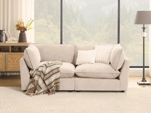 Miniatura 13 de Iroomy Oversized Modular Sectional Sofa, Chenille Cloud Couch, Deep Comfy Seat, 4-Seater Sofas, Couches, Living Room, Beige