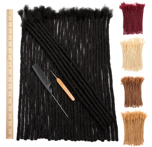 Miniatura 27 de DAIXI 0.2cm y 0.4cm y 0.6cm y 0.8cm de grosor 4-18 pulgadas 10 hebras extensiones de rastas de cabello humano 100% real para hombres/mujeres