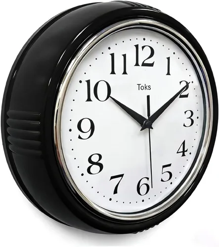 Lily's Home Reloj de pared retro, diseño vintage de 9.5 pulgadas, movimiento de cuarzo silencioso sin tictac, funciona con pilas, perfecto para