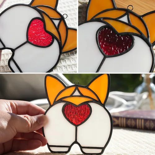 Miniatura 3 de BOXCASA Corgi Dog - Atrapasoles para colgar en la ventana, divertido atrapasoles para colgar en la ventana, regalos para amantes de los perros